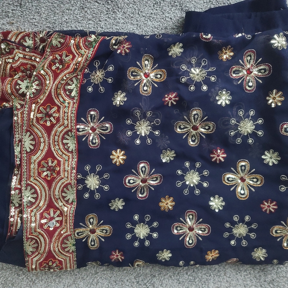 Blue Embroidered Saree
